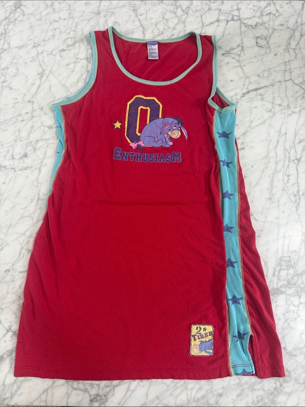 Vintage Eeyore Pooh Red Tank Sleep Dress Womens L Enthusiasm Graphic